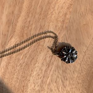 16” Graphite Gray Jeweled Medallion Necklace